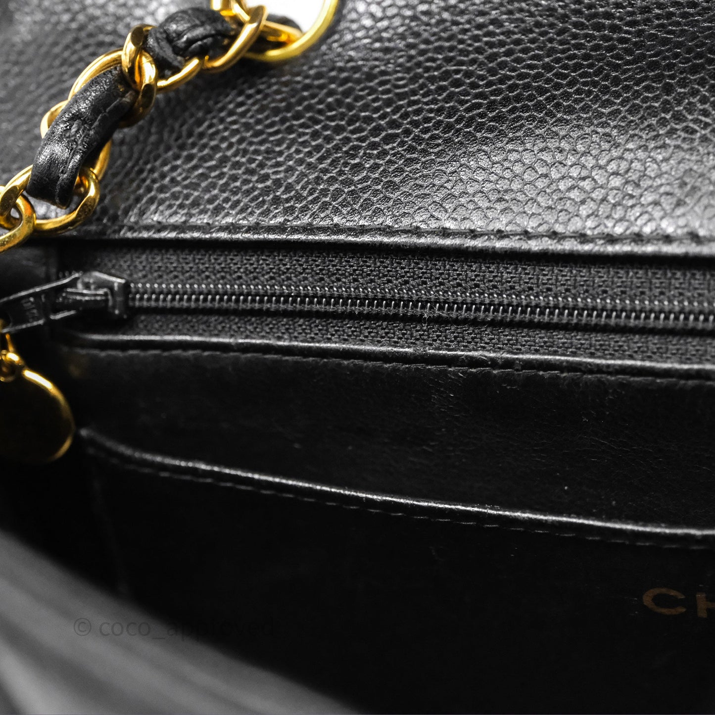 Chanel Vintage Medium Classic Diana Flap Bag Black Caviar 24K Gold Hardware