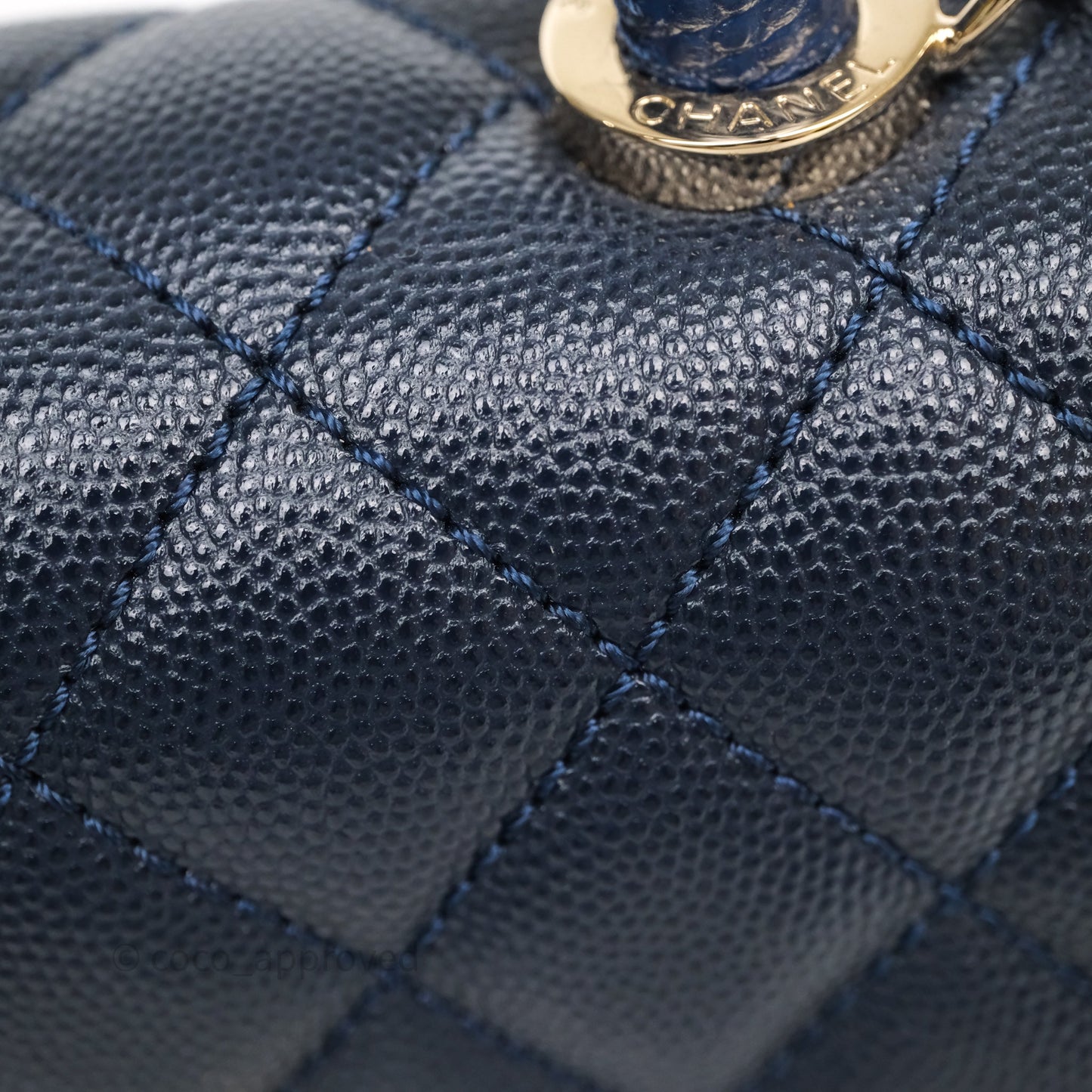 Chanel Mini Coco Handle Quilted Navy Caviar Gold Hardware