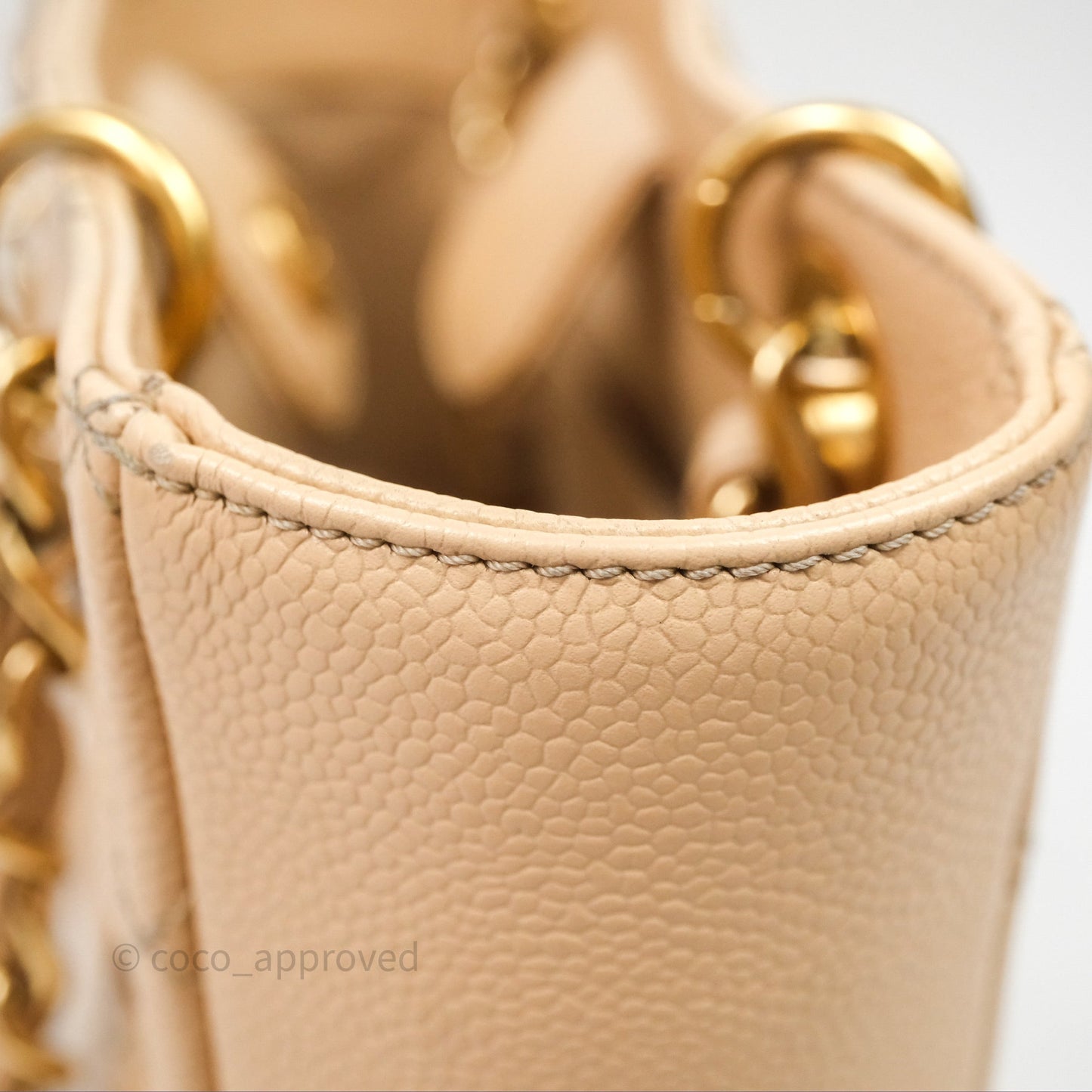 Chanel Vertical GST Beige Caviar Gold Hardware