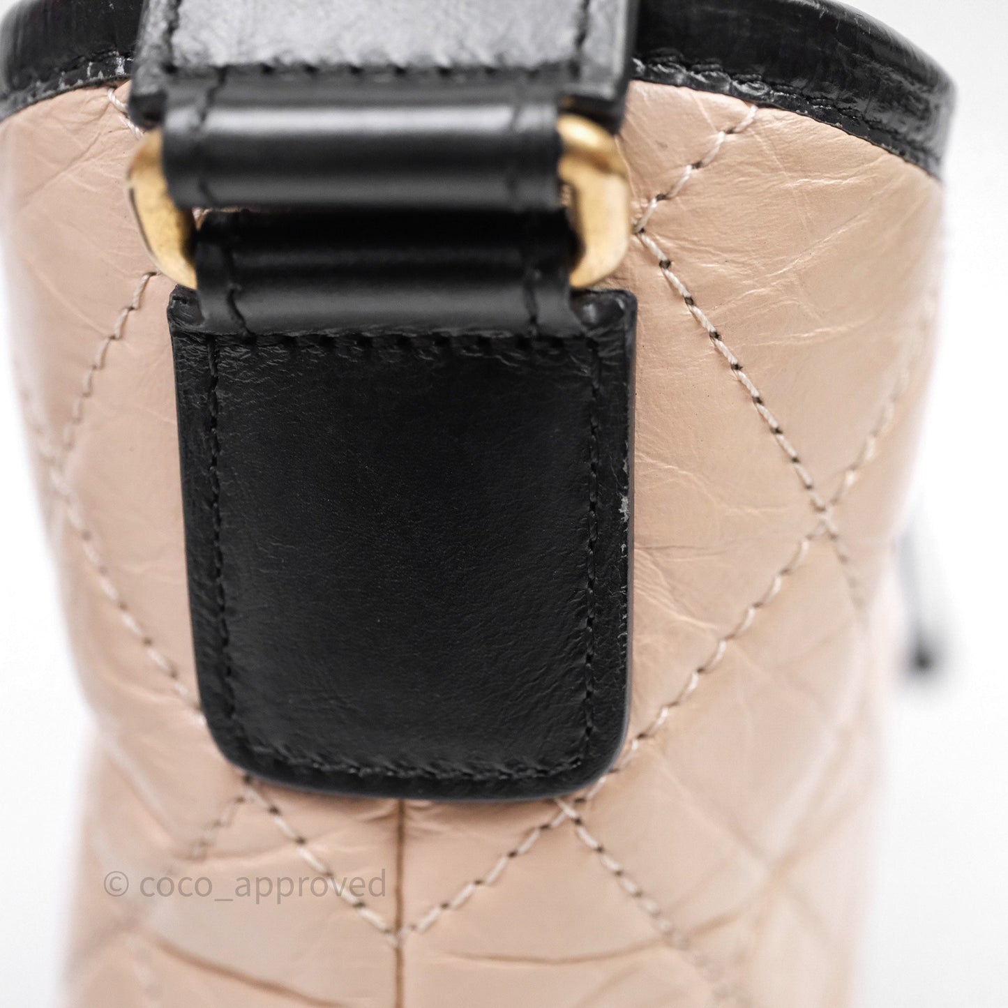 Chanel Small Gabrielle Hobo Quilted Black Beige Aged Calfskin