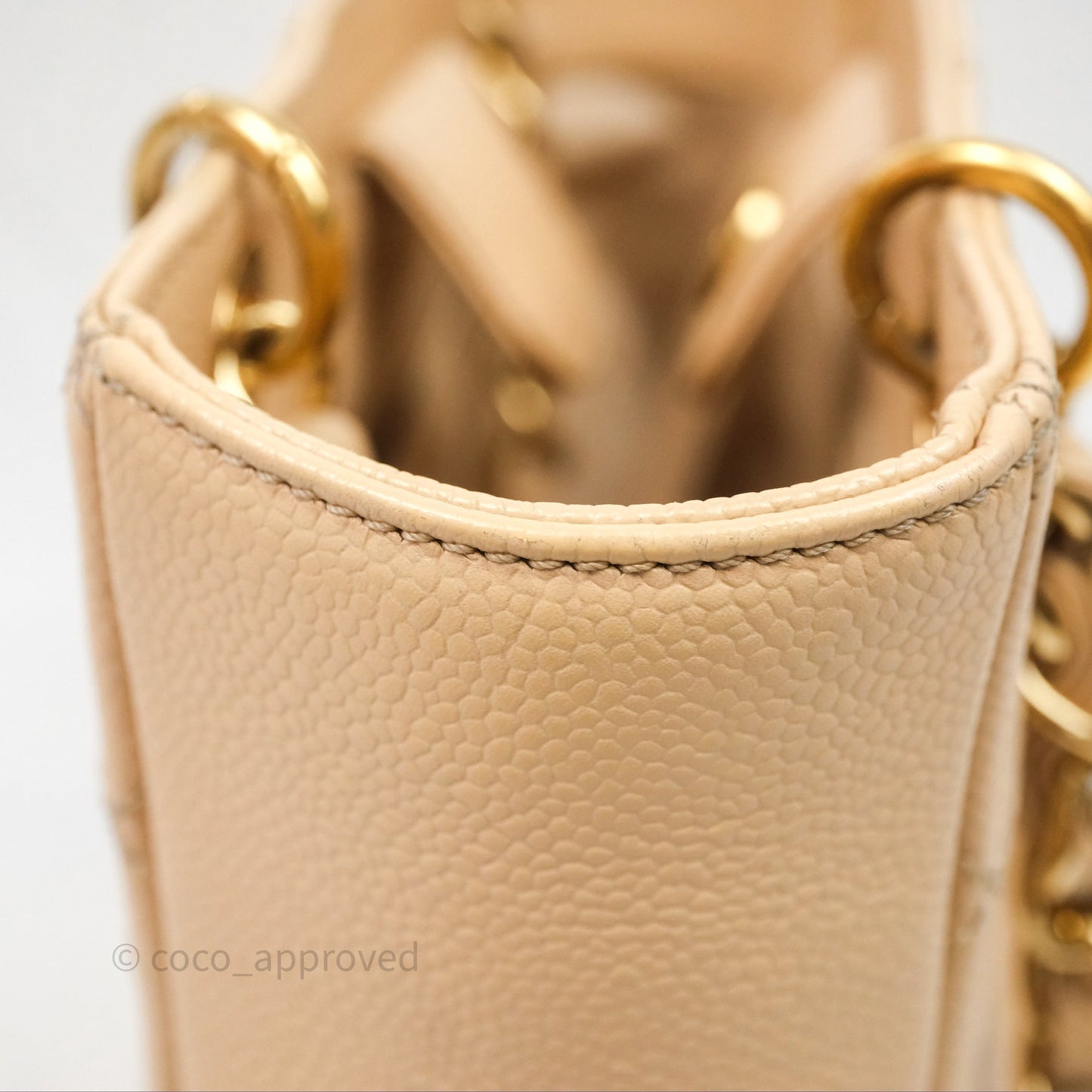 Chanel Vertical GST Beige Caviar Gold Hardware