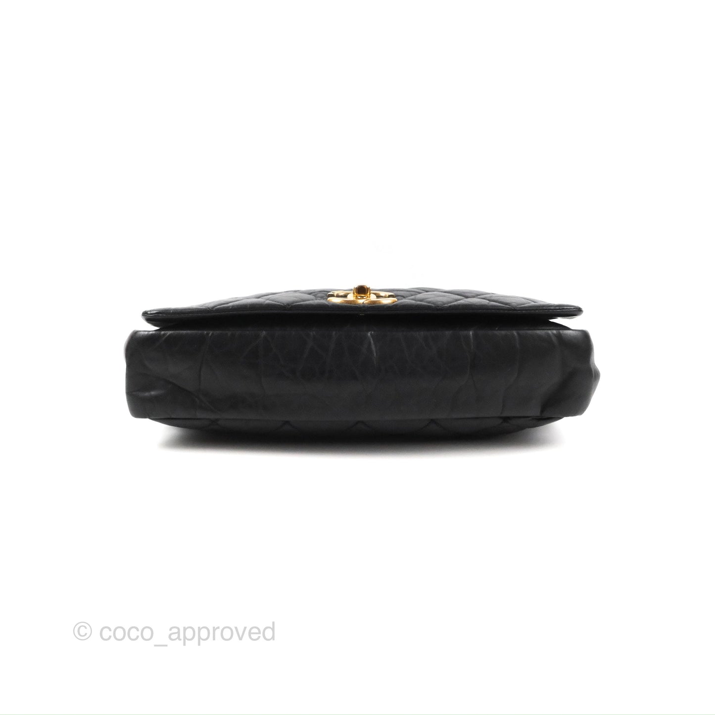 Chanel Medium Pondicherry Flap Bag Black Crumpled Calfskin Antique Gold Hardware