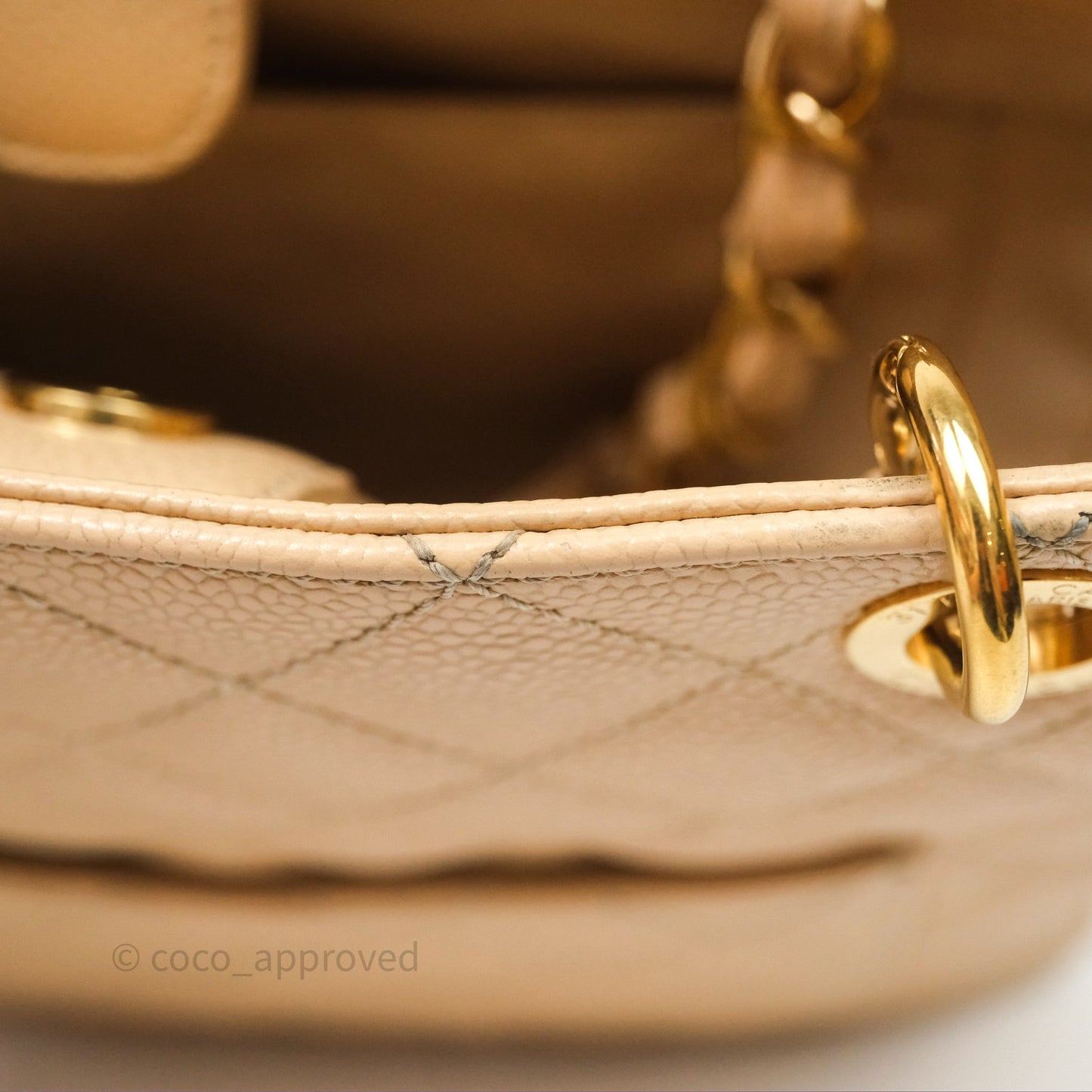 Chanel Vertical GST Beige Caviar Gold Hardware