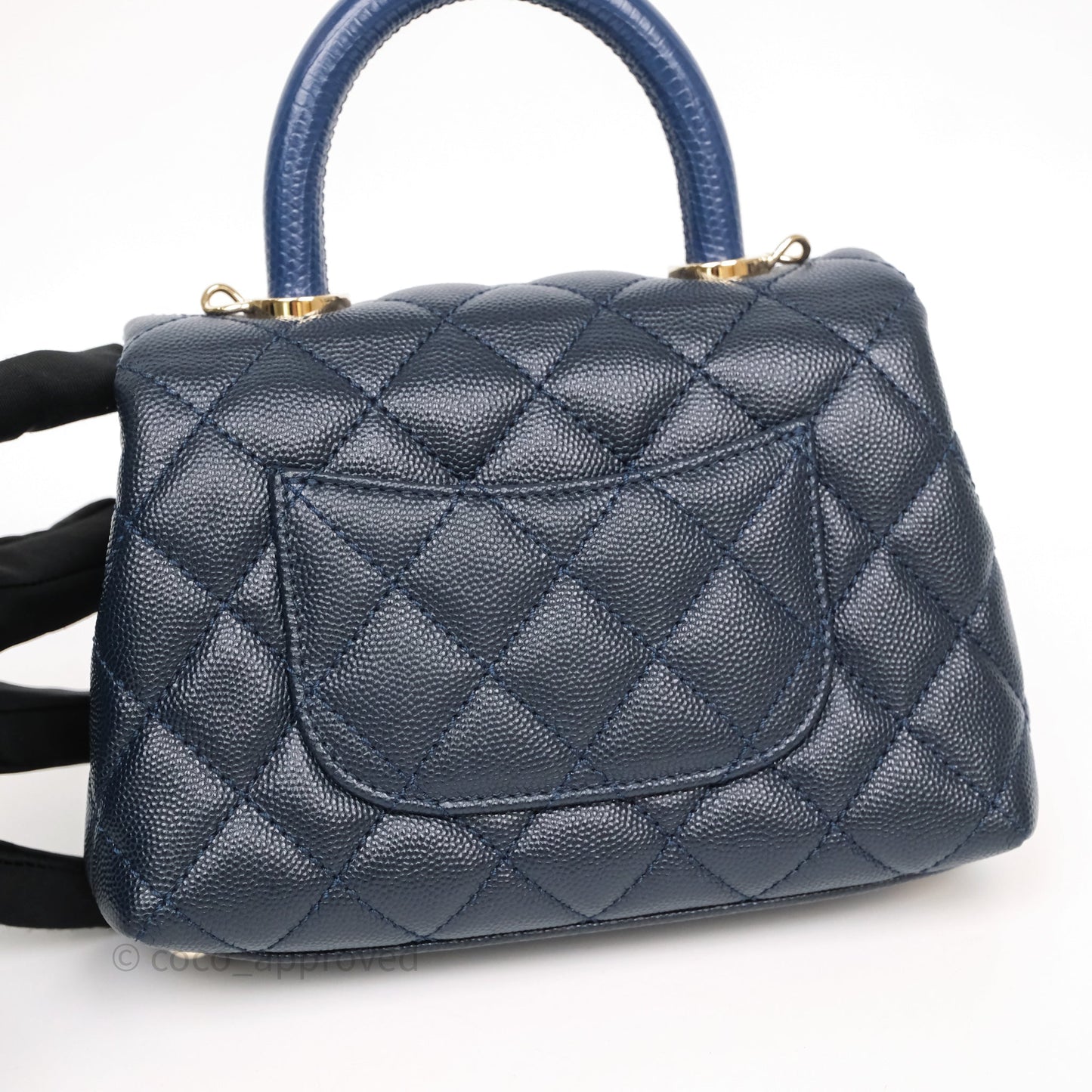 Chanel Mini Coco Handle Quilted Navy Caviar Gold Hardware