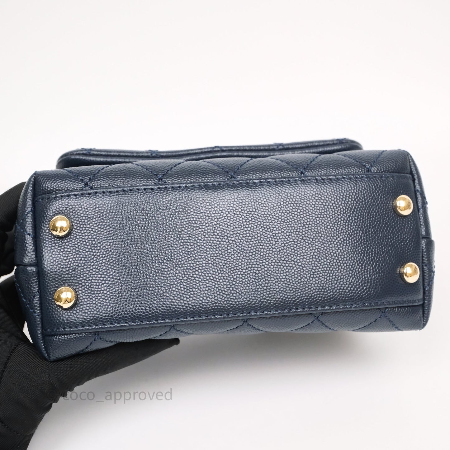 Chanel Mini Coco Handle Quilted Navy Caviar Gold Hardware