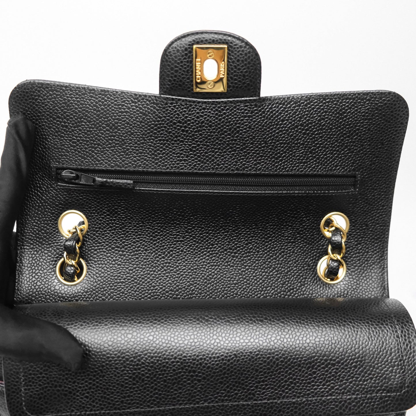 Chanel Small Classic Flap Quilted Black Caviar Gold Hardware