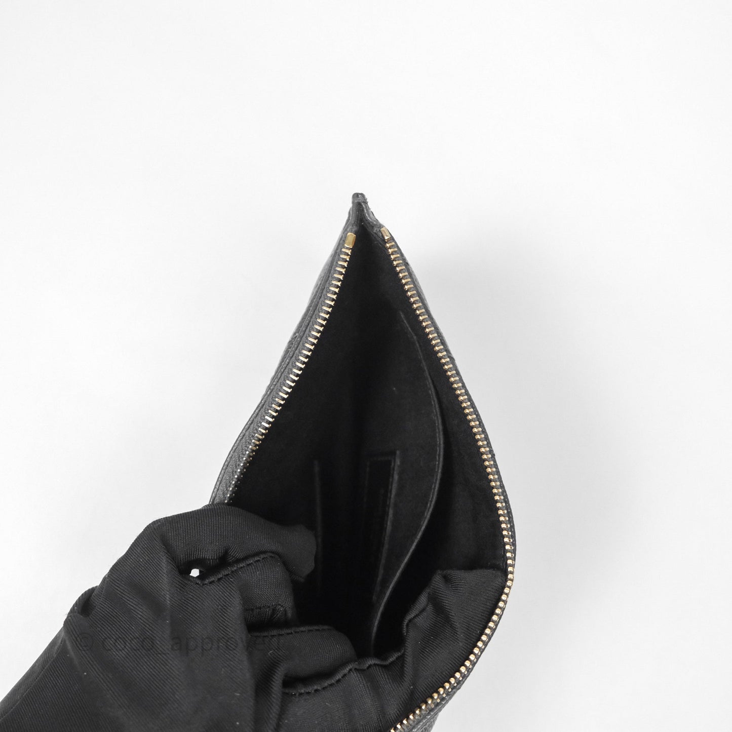Saint Laurent Cassandre Matelasse Zipped Pouch Dark Grey Gold Hardware