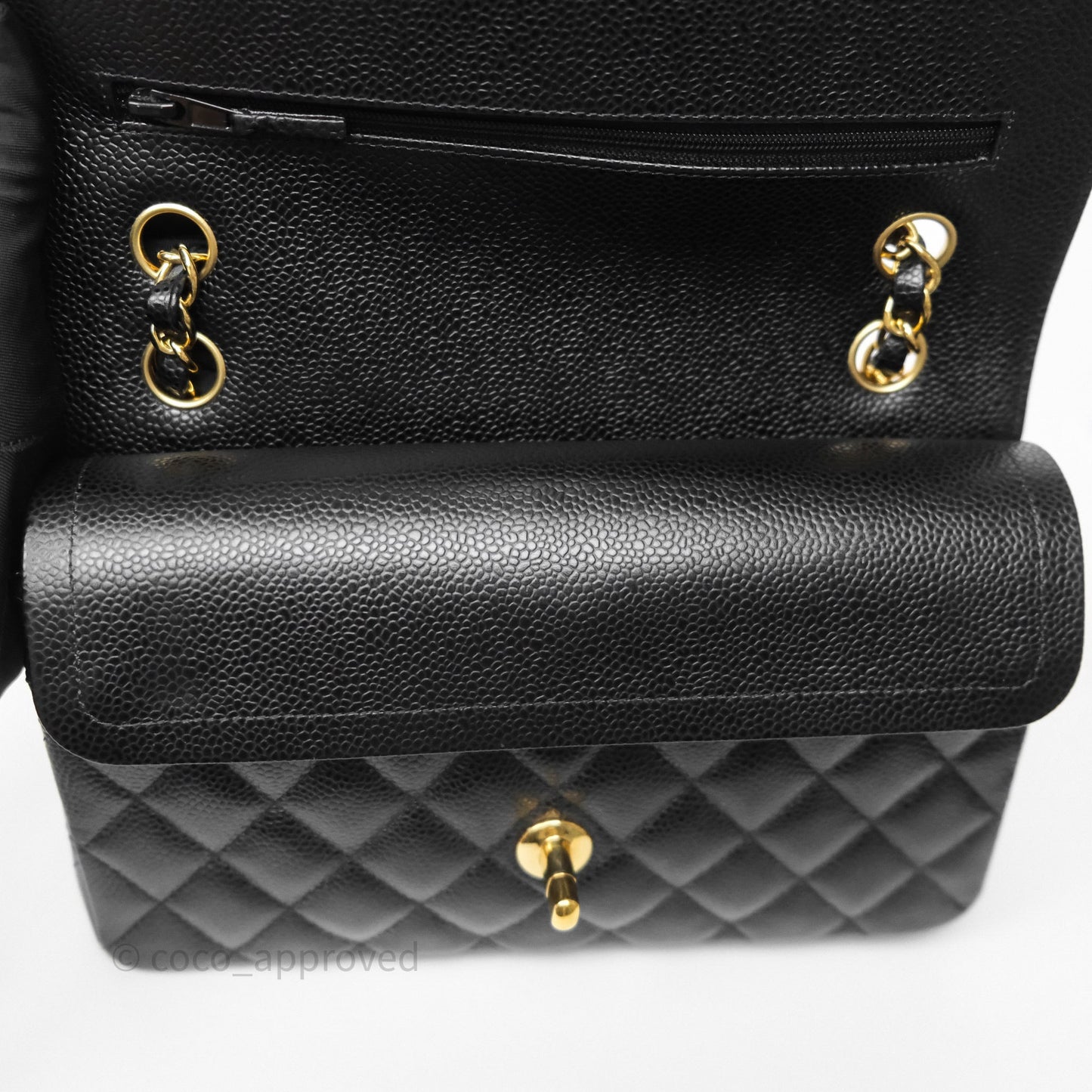 Chanel Small Classic Flap Quilted Black Caviar Gold Hardware