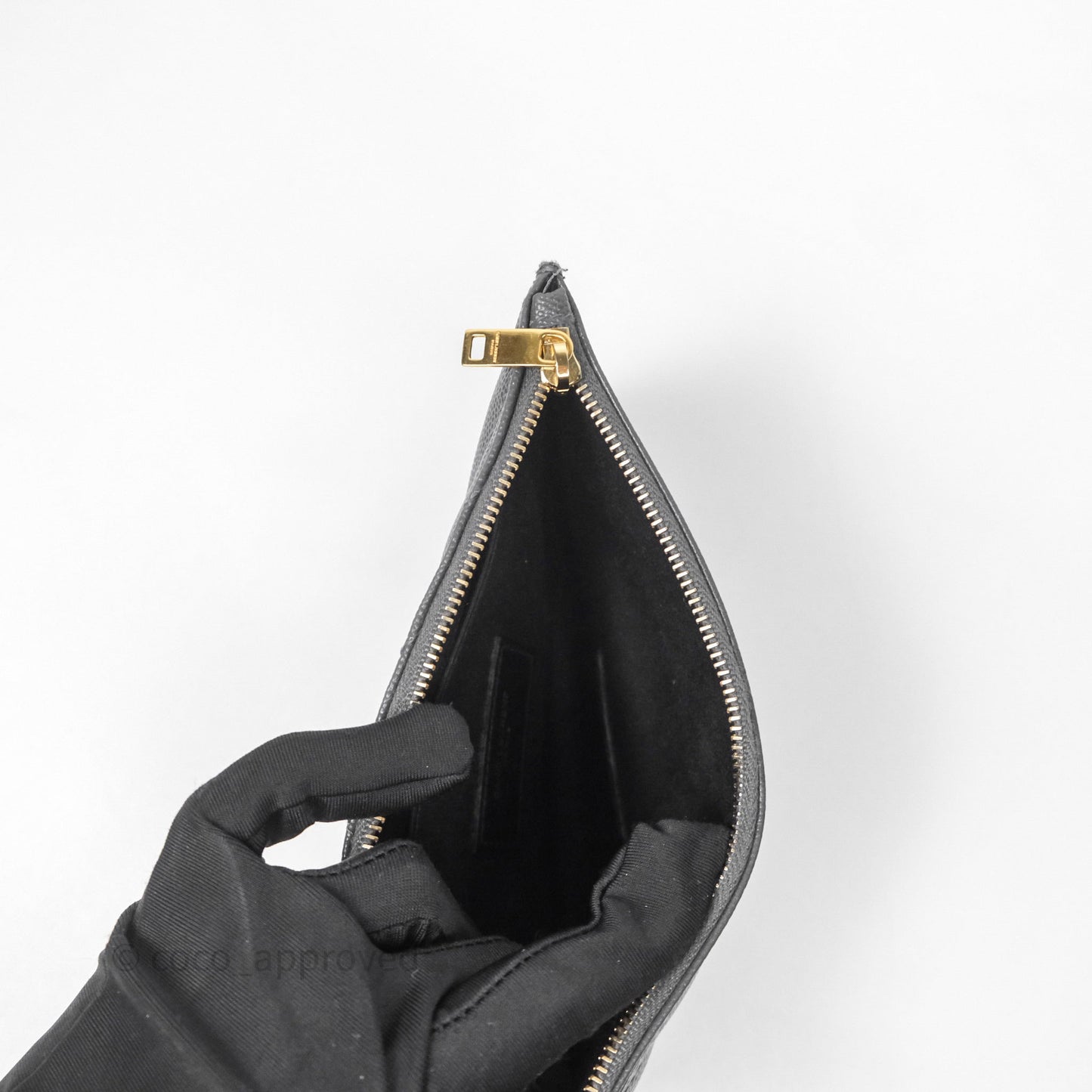 Saint Laurent Cassandre Matelasse Zipped Pouch Dark Grey Gold Hardware