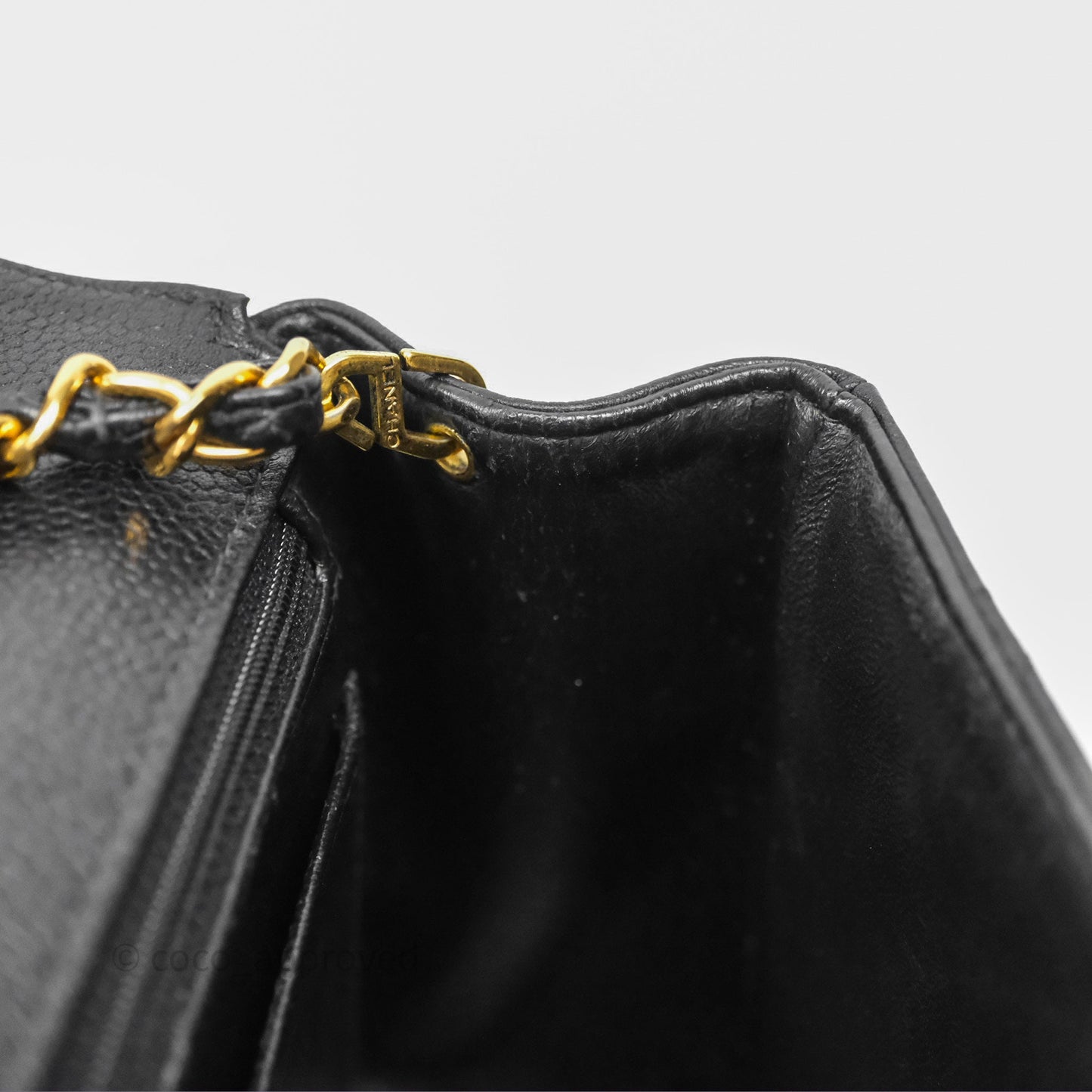 Chanel Vintage Medium Classic Diana Flap Bag Black Caviar 24K Gold Hardware