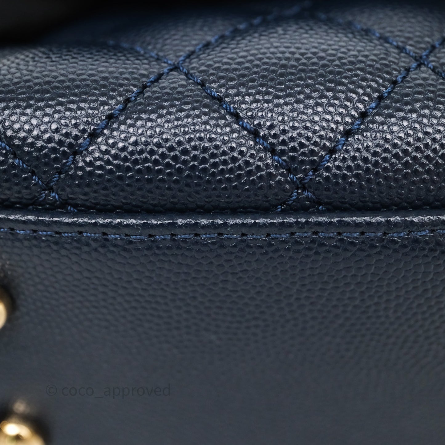 Chanel Mini Coco Handle Quilted Navy Caviar Gold Hardware