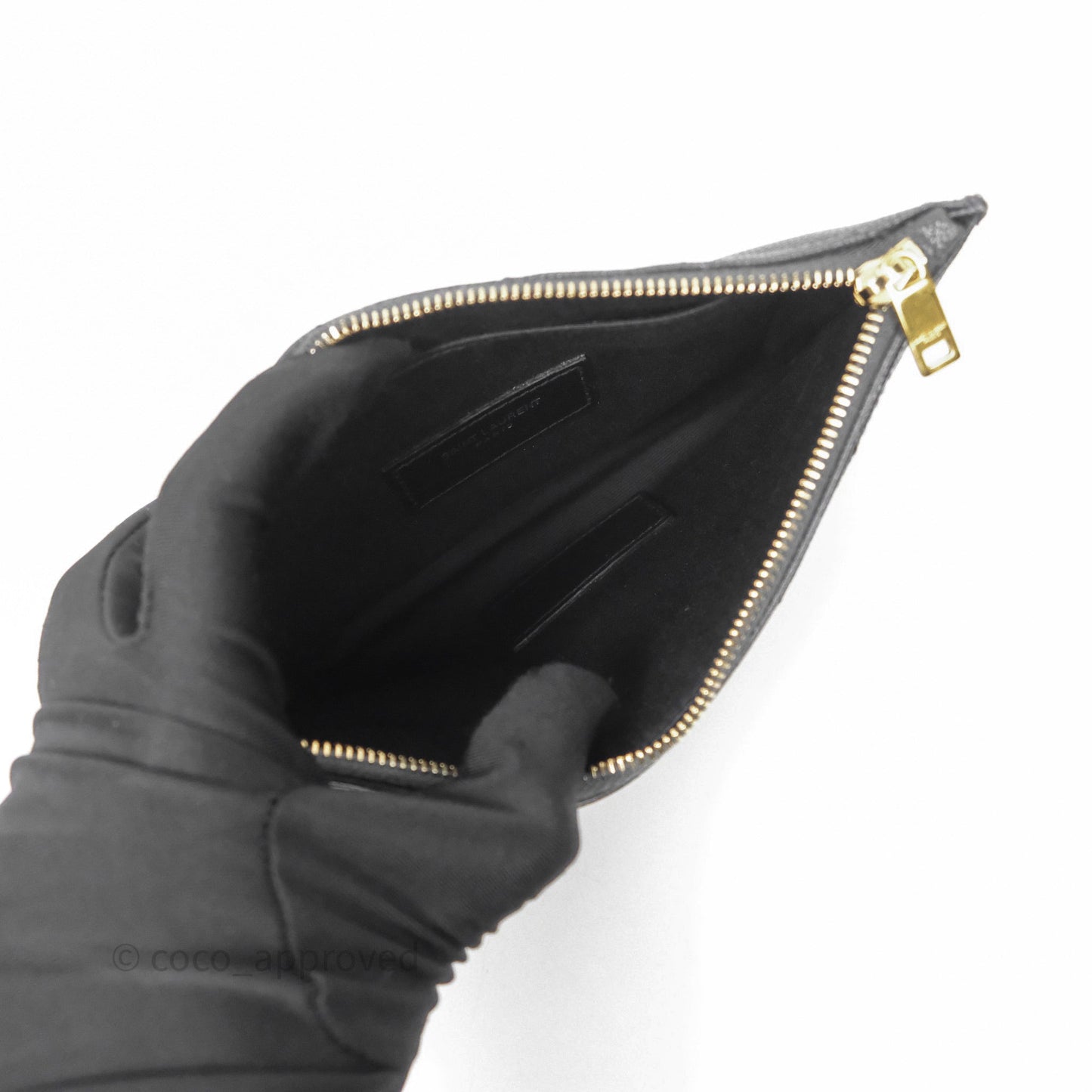 Saint Laurent Cassandre Matelasse Zipped Pouch Dark Grey Gold Hardware