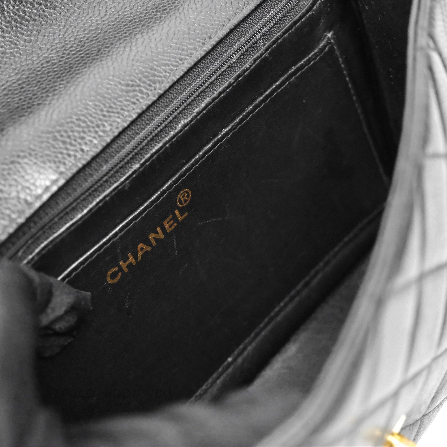 Chanel Vintage Medium Classic Diana Flap Bag Black Caviar 24K Gold Hardware