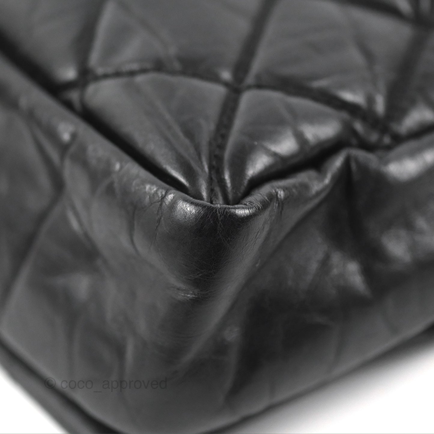Chanel Medium Pondicherry Flap Bag Black Crumpled Calfskin Antique Gold Hardware