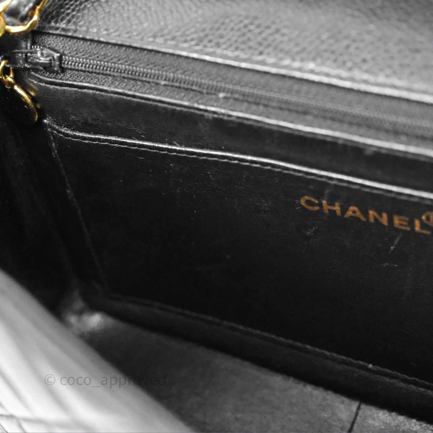 Chanel Vintage Medium Classic Diana Flap Bag Black Caviar 24K Gold Hardware