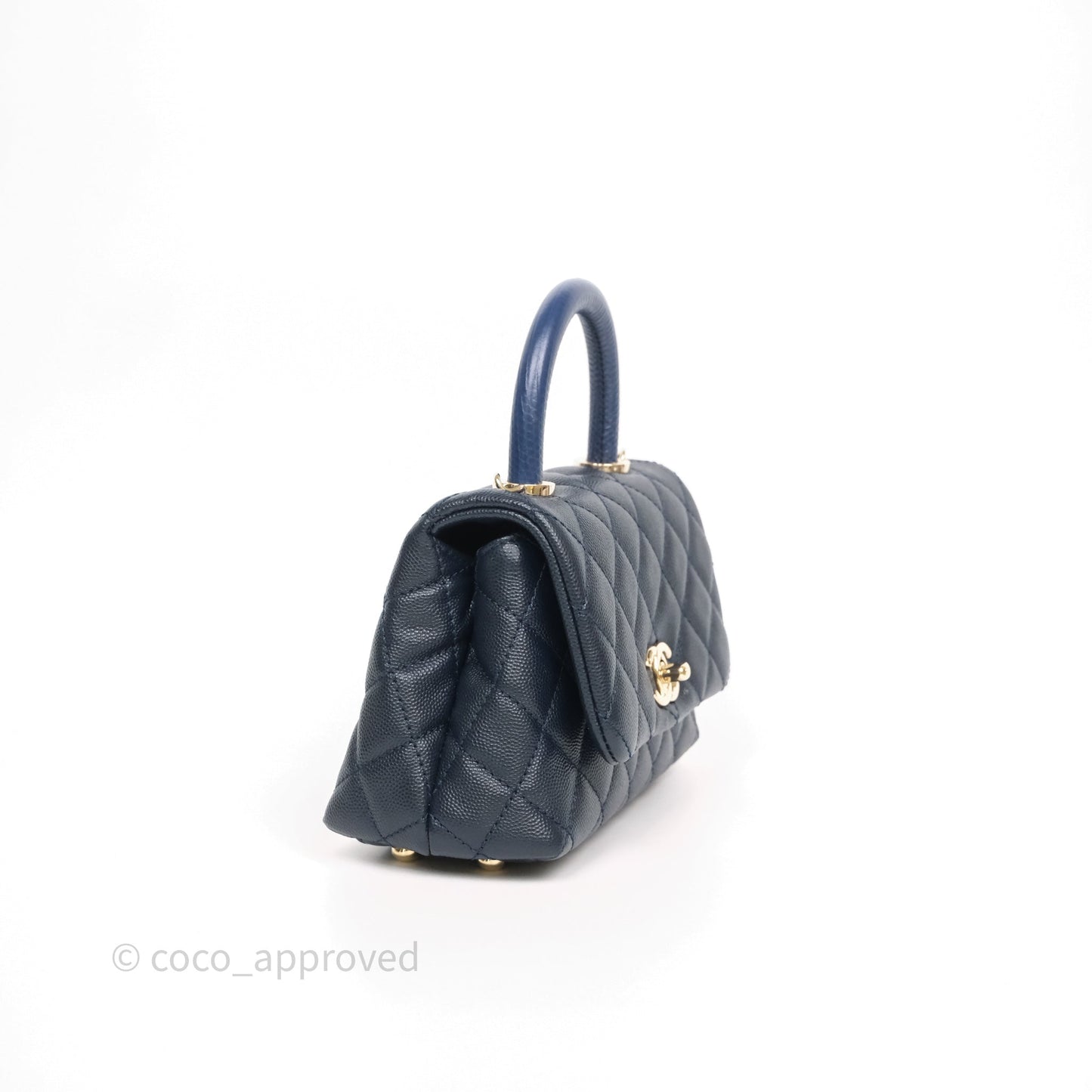 Chanel Mini Coco Handle Quilted Navy Caviar Gold Hardware