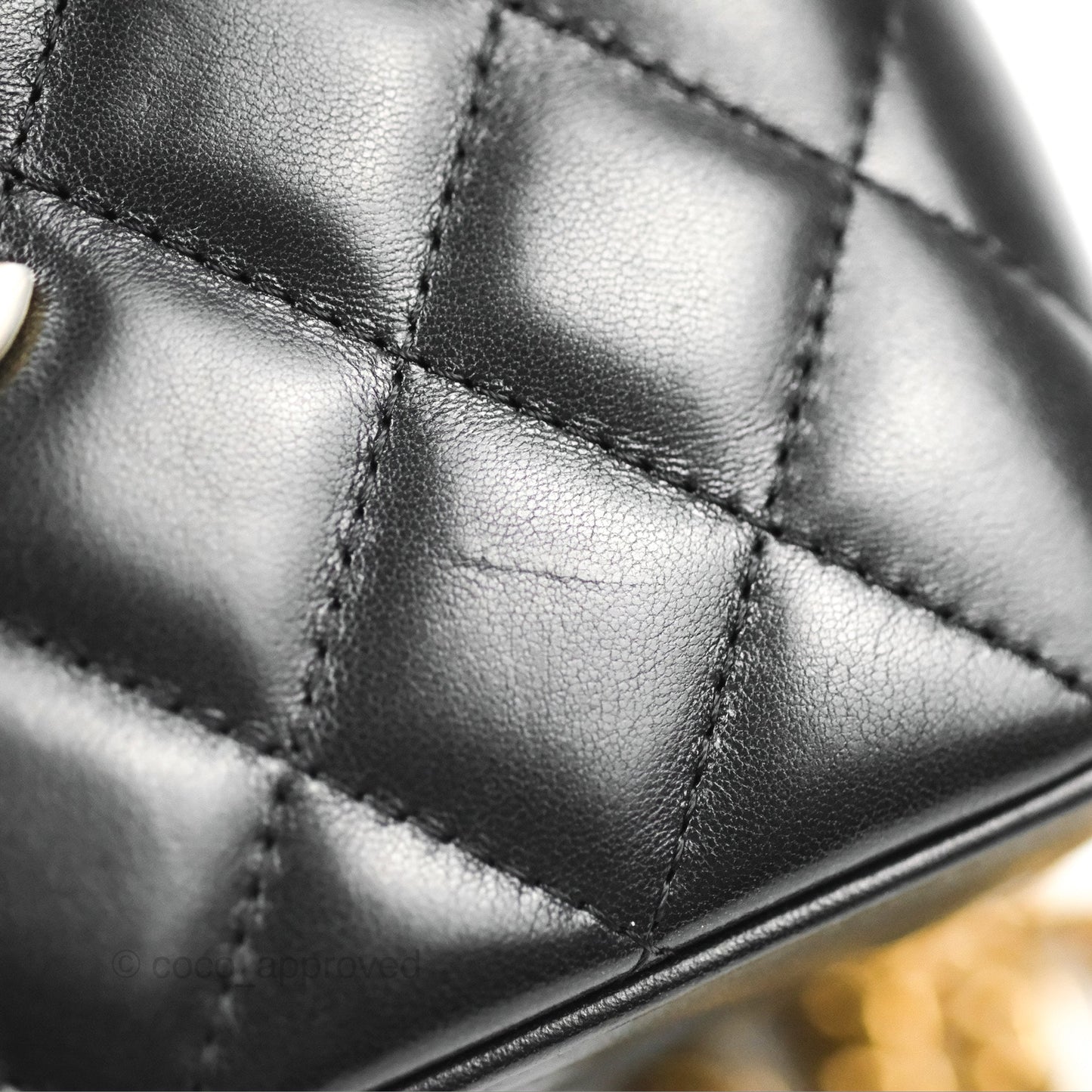 Chanel Vanity with Adjustable Chain Black Lambskin Aged Gold Hardware 22K