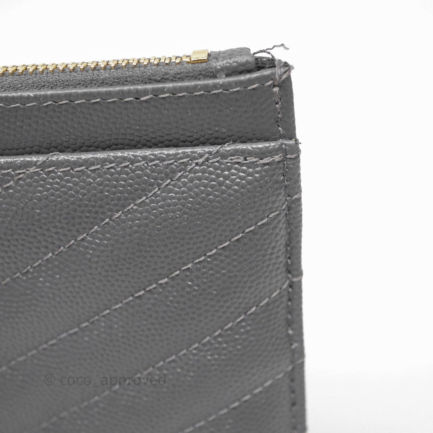 Saint Laurent Cassandre Matelasse Zipped Pouch Dark Grey Gold Hardware