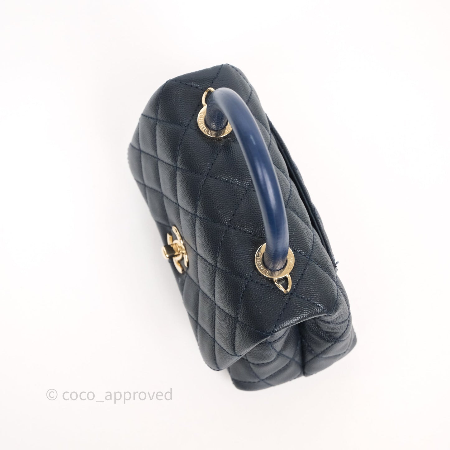 Chanel Mini Coco Handle Quilted Navy Caviar Gold Hardware