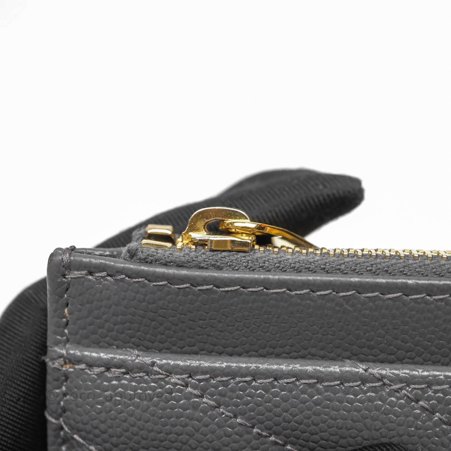 Saint Laurent Cassandre Matelasse Zipped Pouch Dark Grey Gold Hardware
