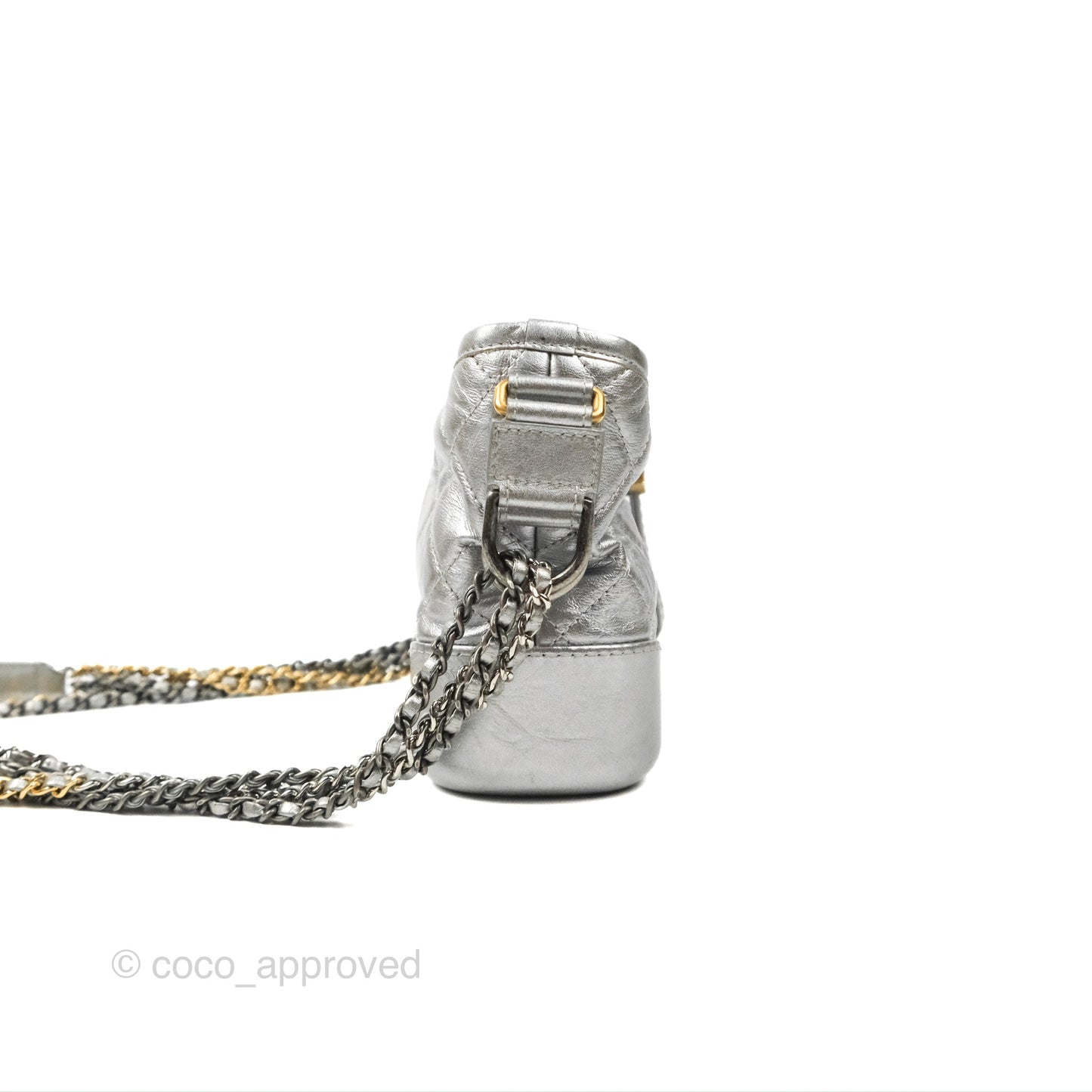 Chanel Quilted Small Gabrielle Hobo Metallic Silver Aged Calfskin Mixed Hardware