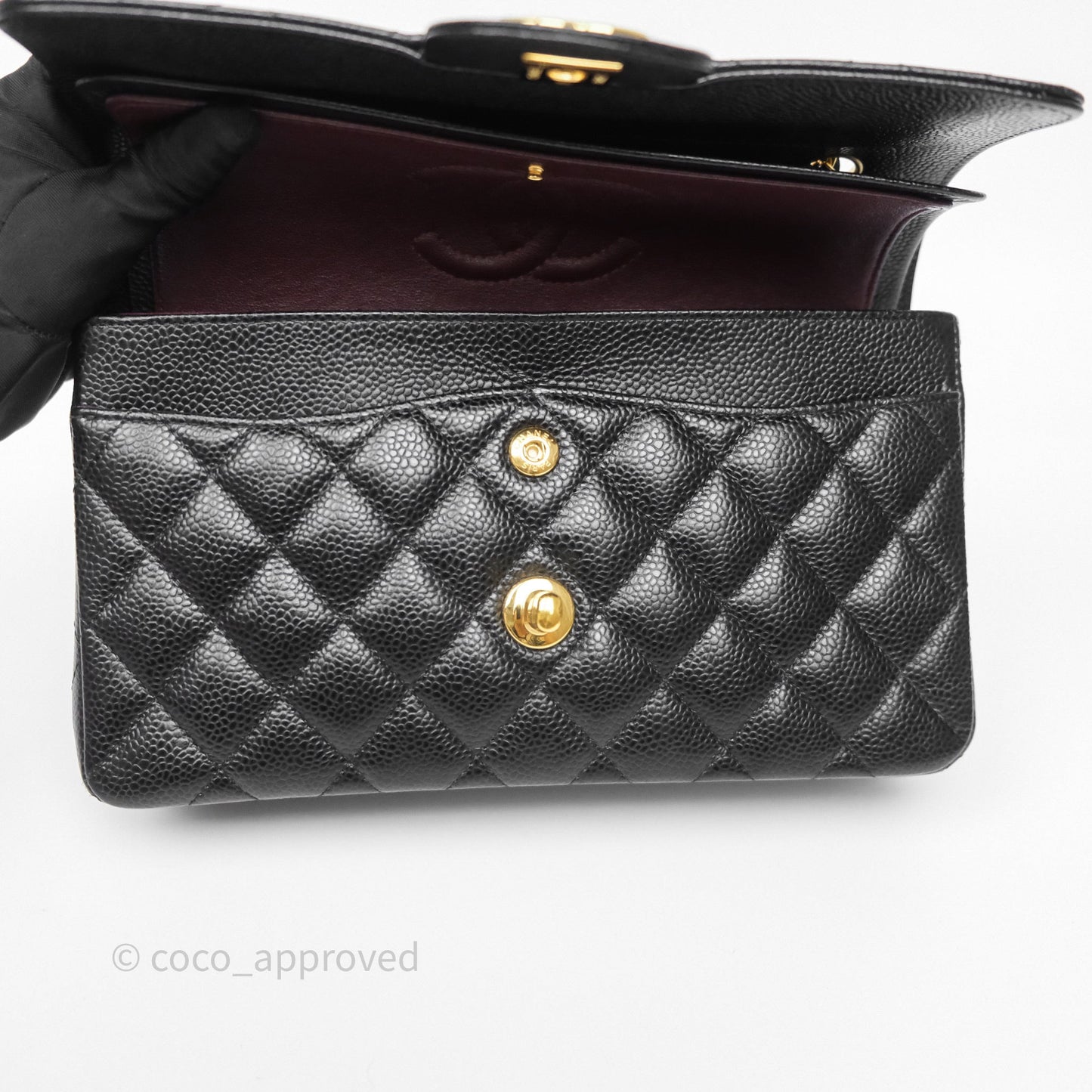 Chanel Small Classic Flap Quilted Black Caviar Gold Hardware