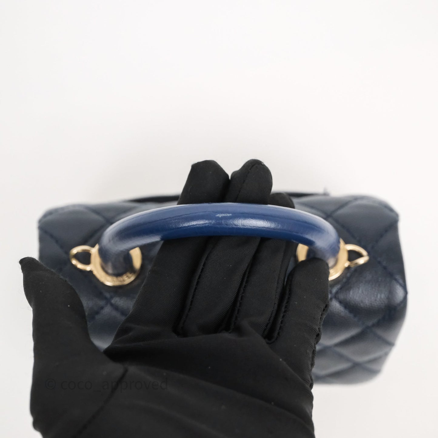 Chanel Mini Coco Handle Quilted Navy Caviar Gold Hardware