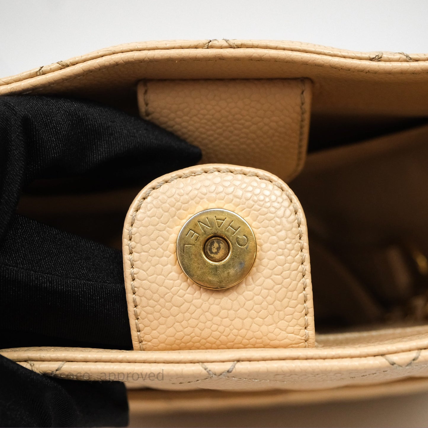 Chanel Vertical GST Beige Caviar Gold Hardware
