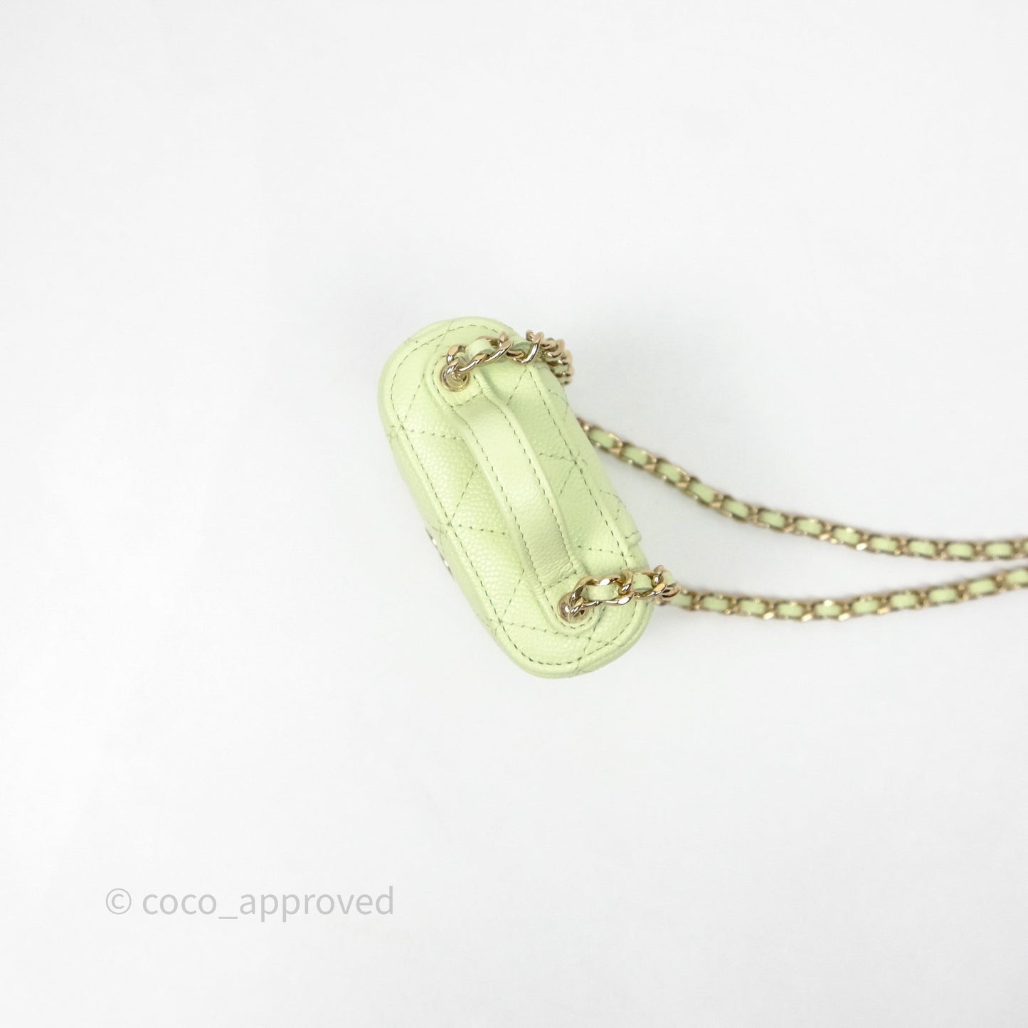 Chanel Quilted Mini Handle With Care Vanity Case With Chain Green Caviar Gold Hardware