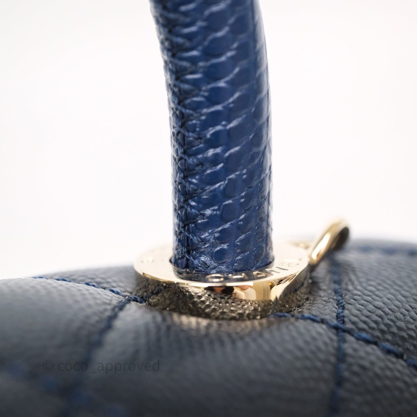 Chanel Mini Coco Handle Quilted Navy Caviar Gold Hardware