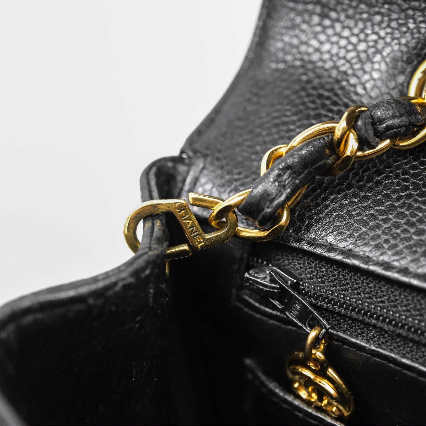 Chanel Vintage Medium Classic Diana Flap Bag Black Caviar 24K Gold Hardware