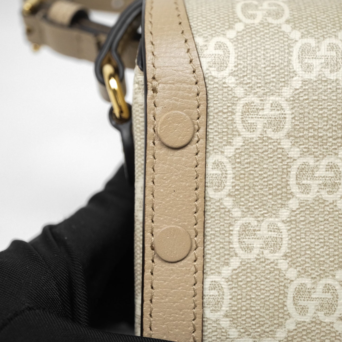Gucci Horsebit 1955 Mini Bag Beige/White GG Supreme Canvas