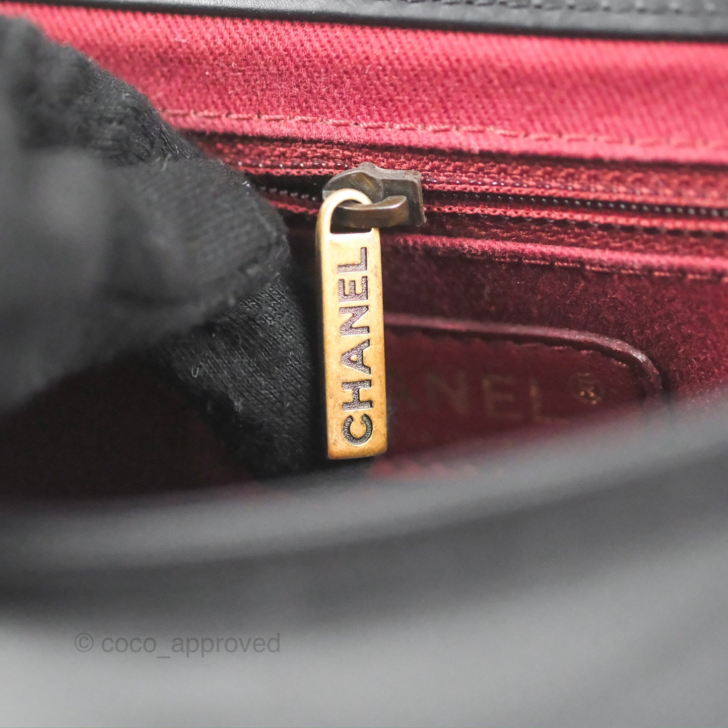 Chanel Medium Pondicherry Flap Bag Black Crumpled Calfskin Antique Gold Hardware