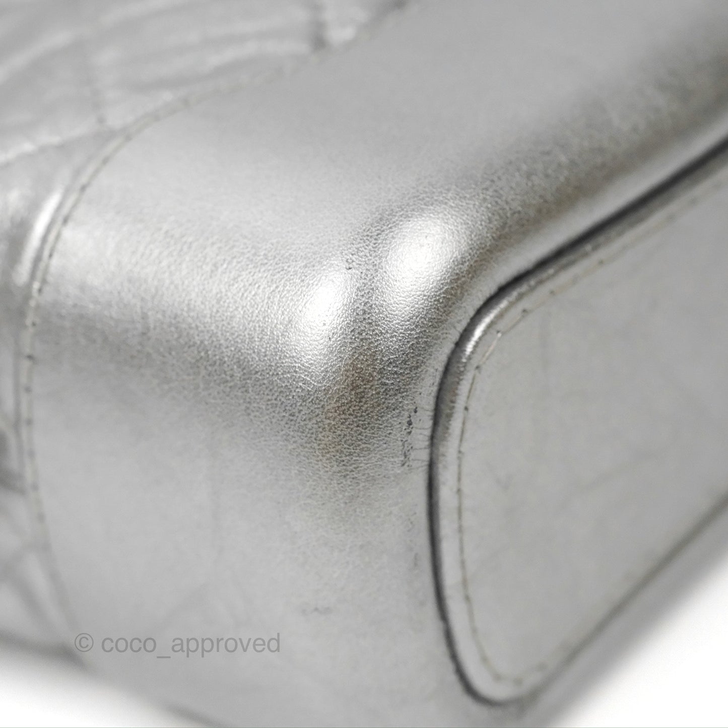 Chanel Quilted Small Gabrielle Hobo Metallic Silver Aged Calfskin Mixed Hardware