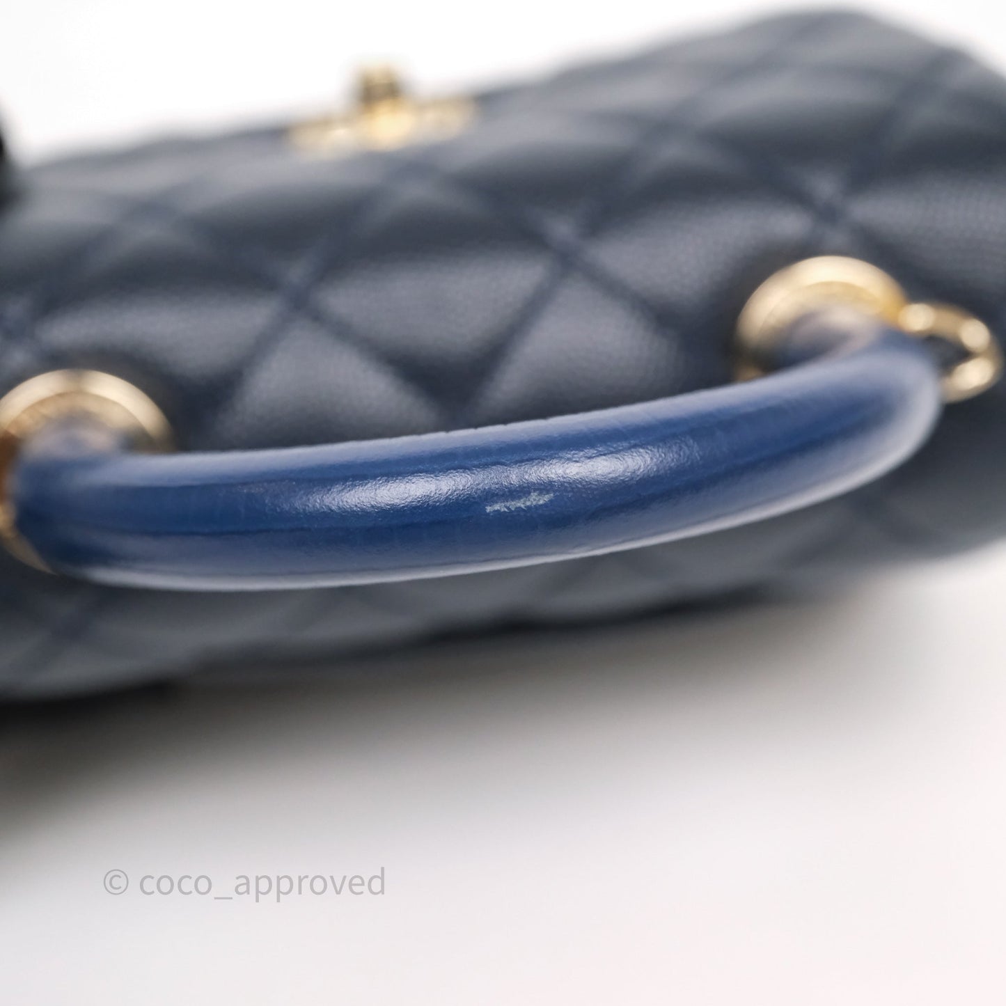 Chanel Mini Coco Handle Quilted Navy Caviar Gold Hardware