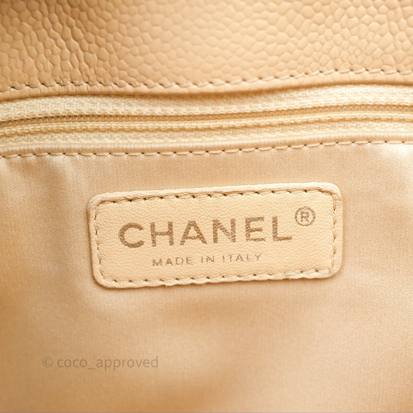 Chanel Vertical GST Beige Caviar Gold Hardware