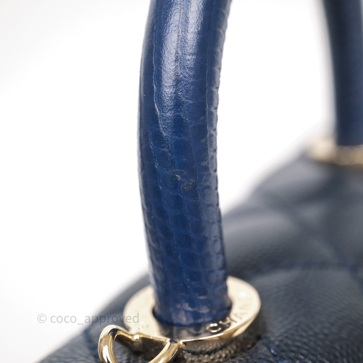 Chanel Mini Coco Handle Quilted Navy Caviar Gold Hardware
