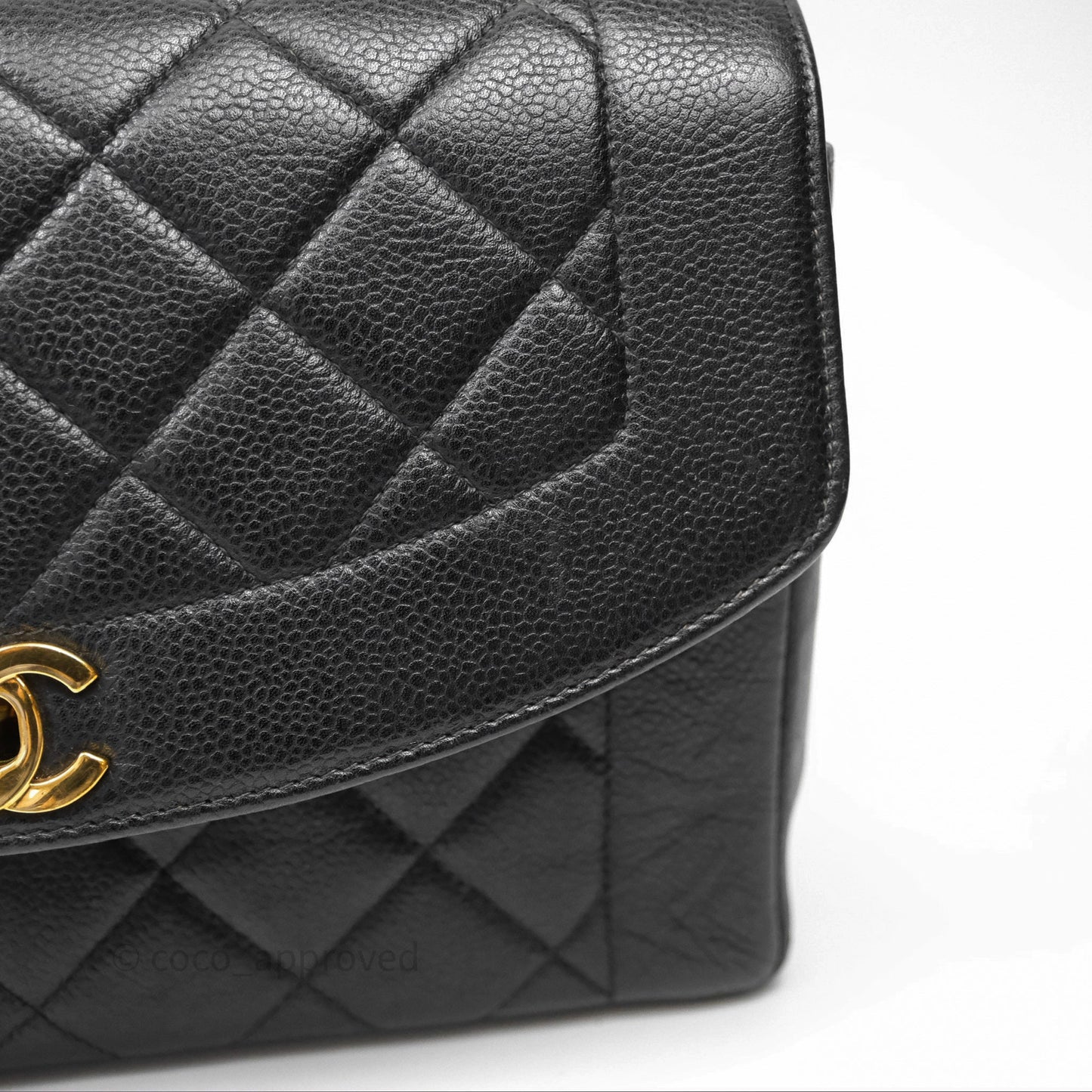 Chanel Vintage Medium Classic Diana Flap Bag Black Caviar 24K Gold Hardware