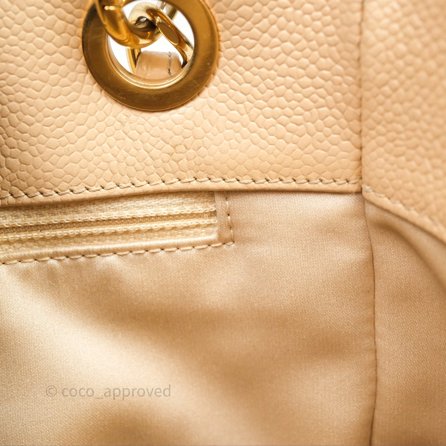 Chanel Vertical GST Beige Caviar Gold Hardware