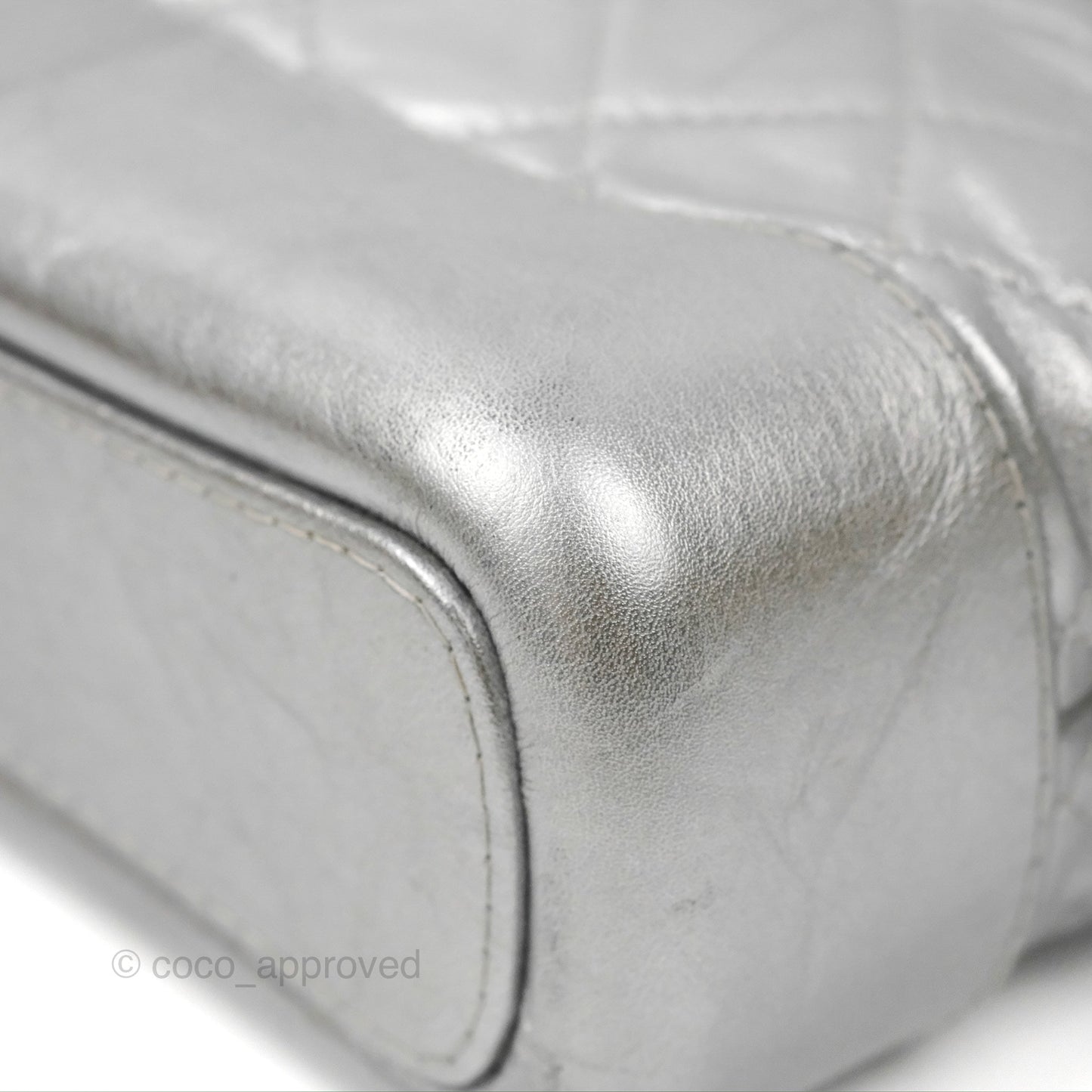 Chanel Quilted Small Gabrielle Hobo Metallic Silver Aged Calfskin Mixed Hardware