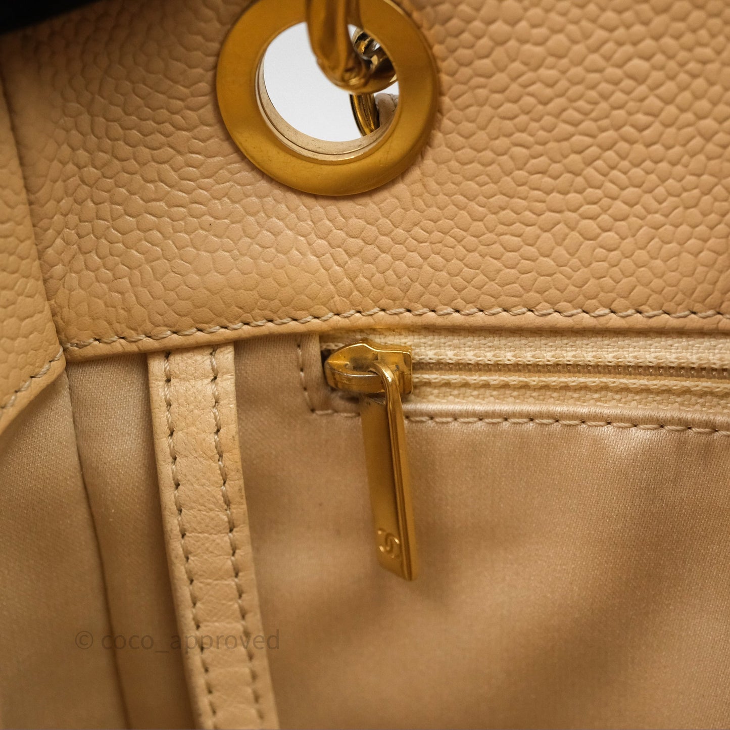 Chanel Vertical GST Beige Caviar Gold Hardware