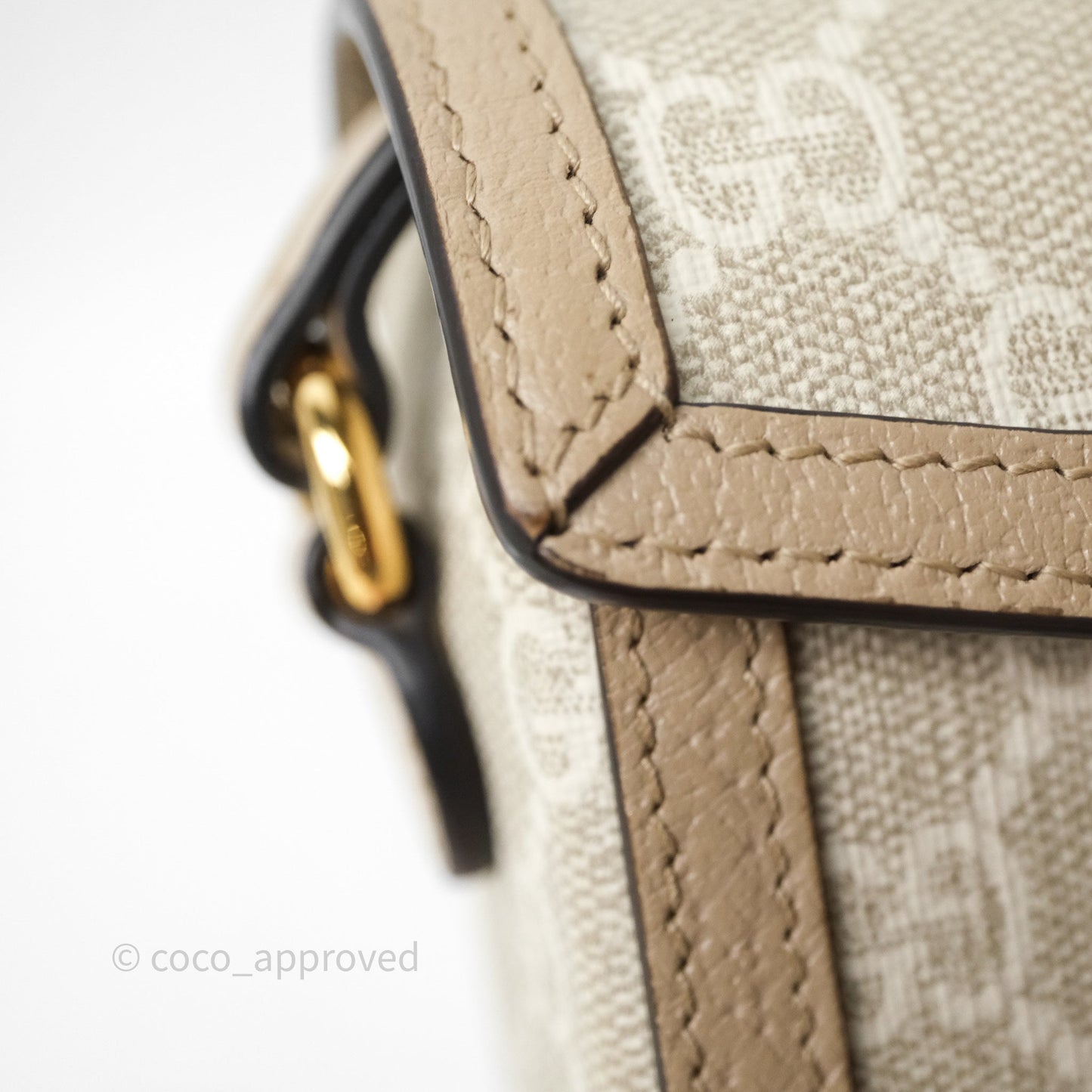 Gucci Horsebit 1955 Mini Bag Beige/White GG Supreme Canvas
