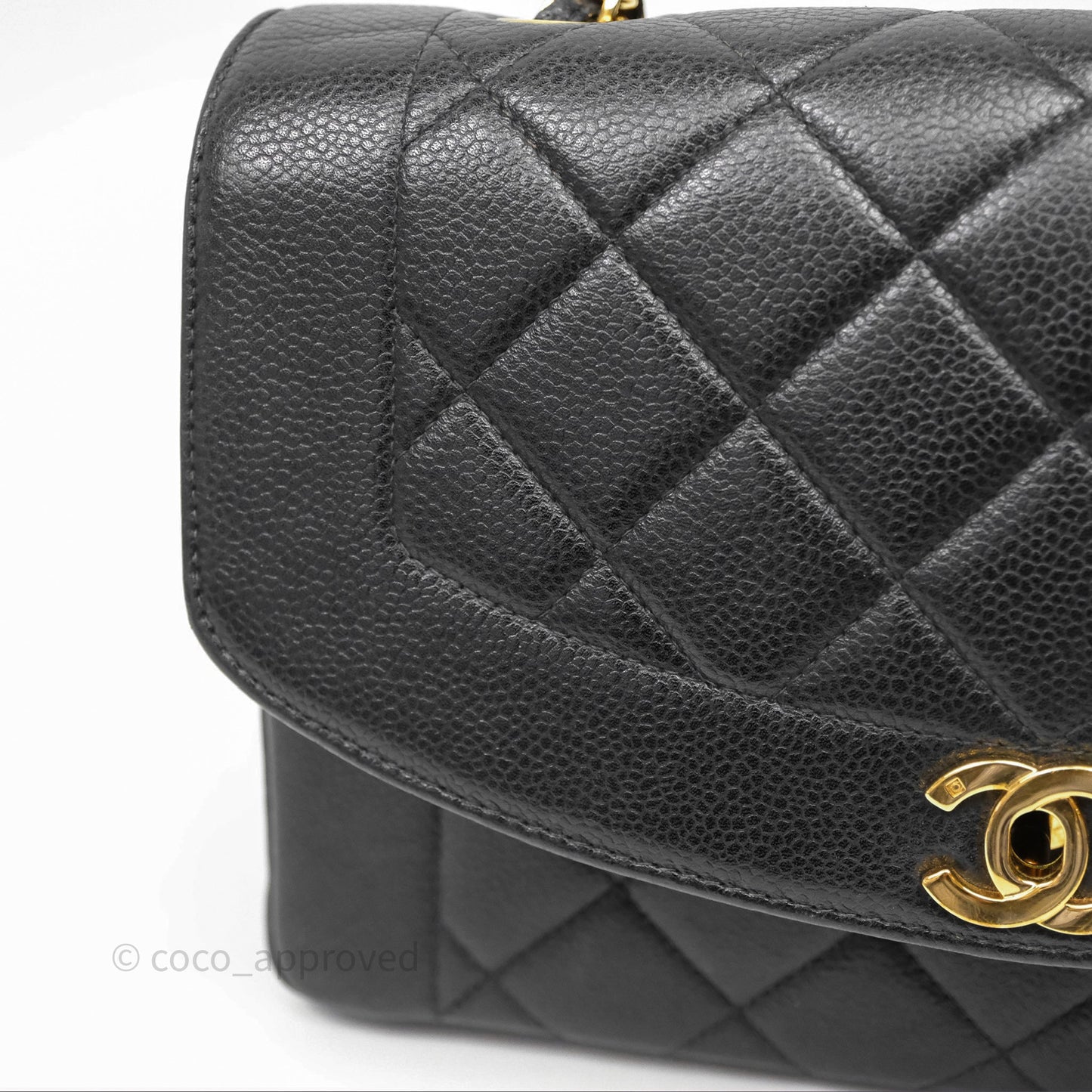Chanel Vintage Medium Classic Diana Flap Bag Black Caviar 24K Gold Hardware