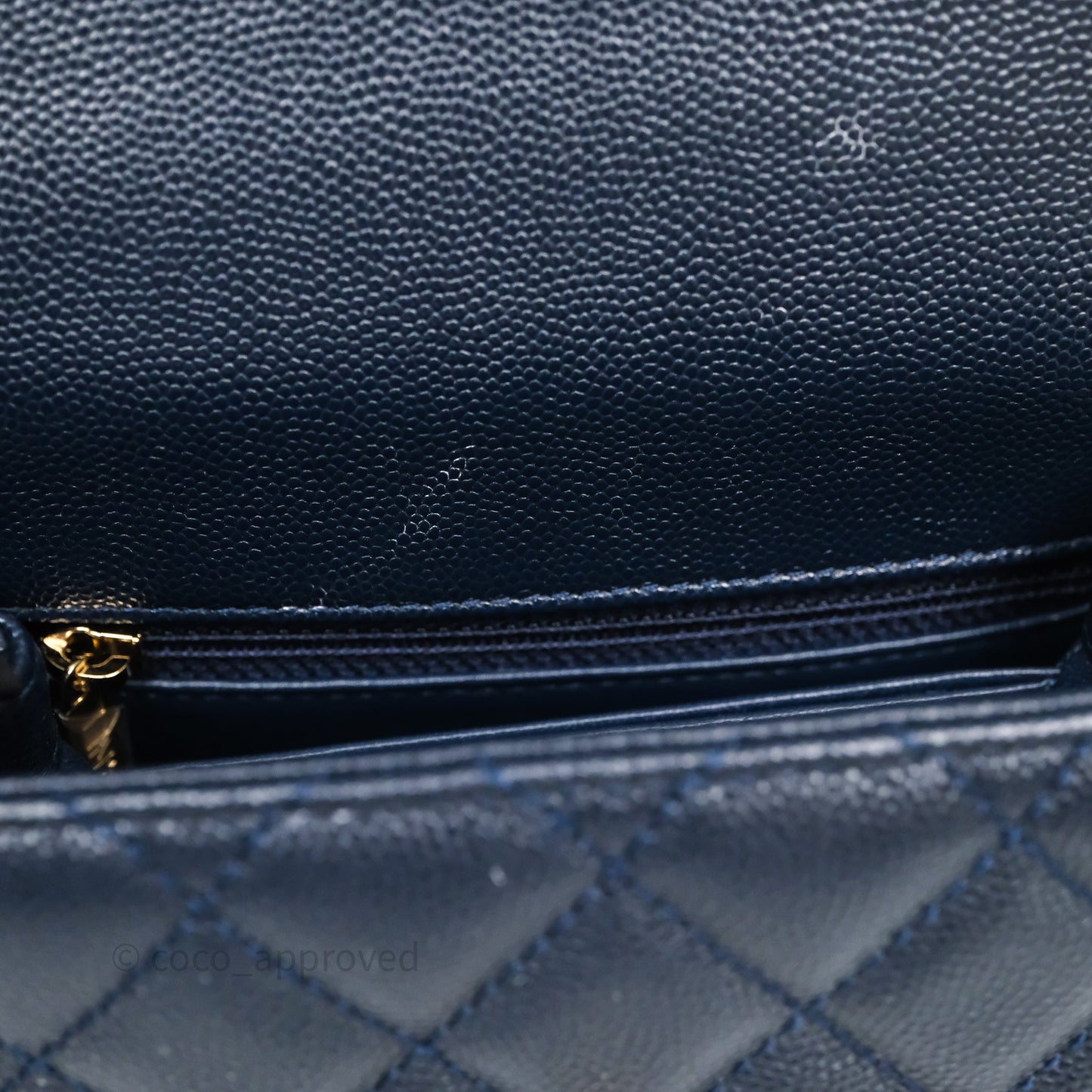 Chanel Mini Coco Handle Quilted Navy Caviar Gold Hardware
