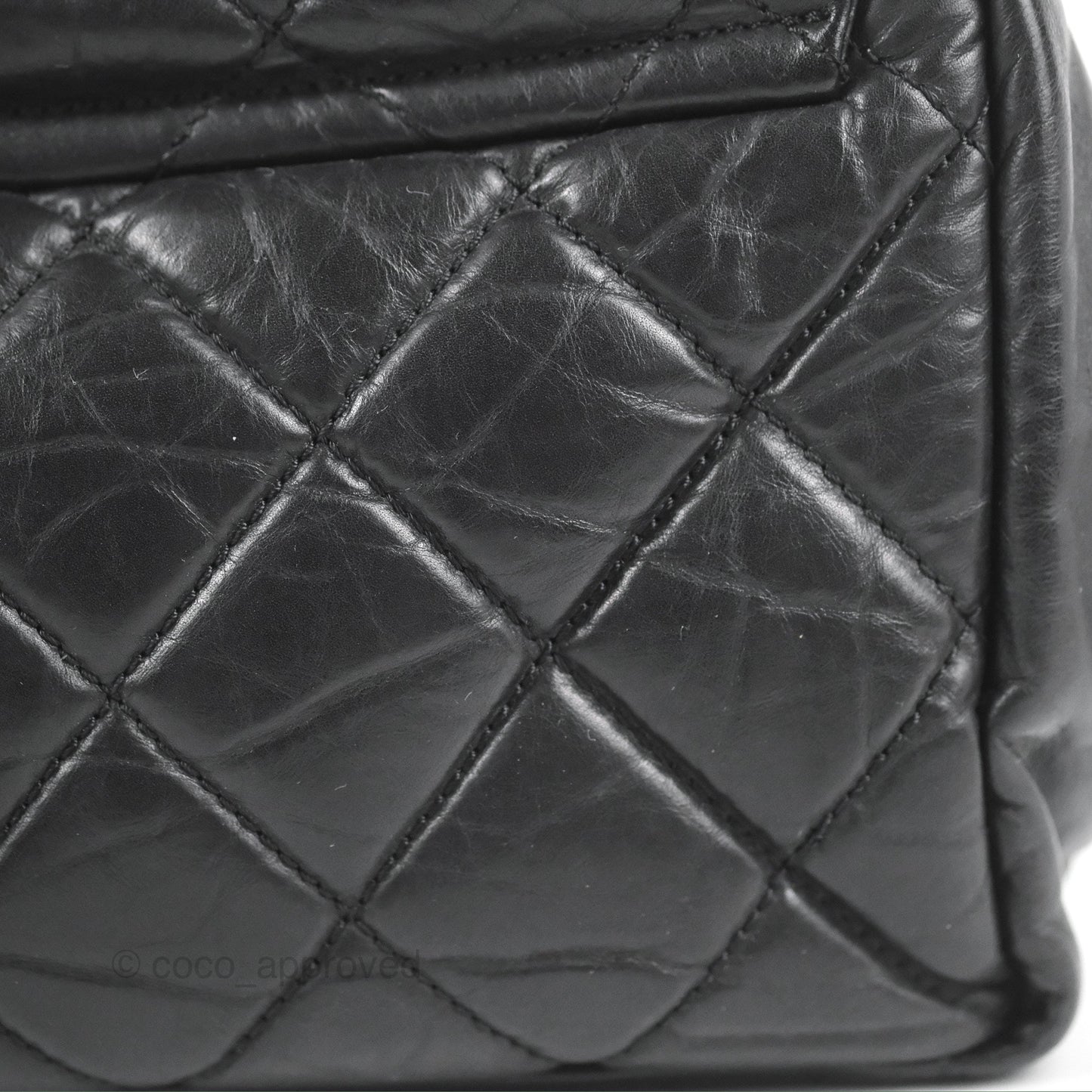 Chanel Medium Pondicherry Flap Bag Black Crumpled Calfskin Antique Gold Hardware