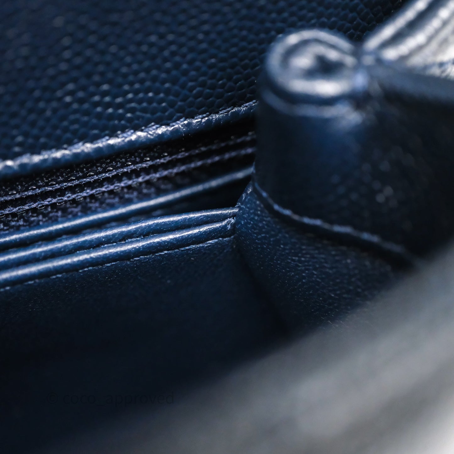 Chanel Mini Coco Handle Quilted Navy Caviar Gold Hardware
