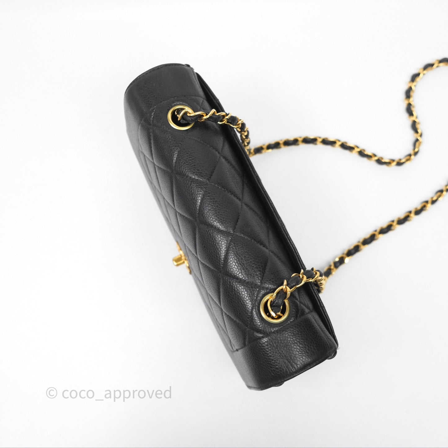 Chanel Vintage Medium Classic Diana Flap Bag Black Caviar 24K Gold Hardware