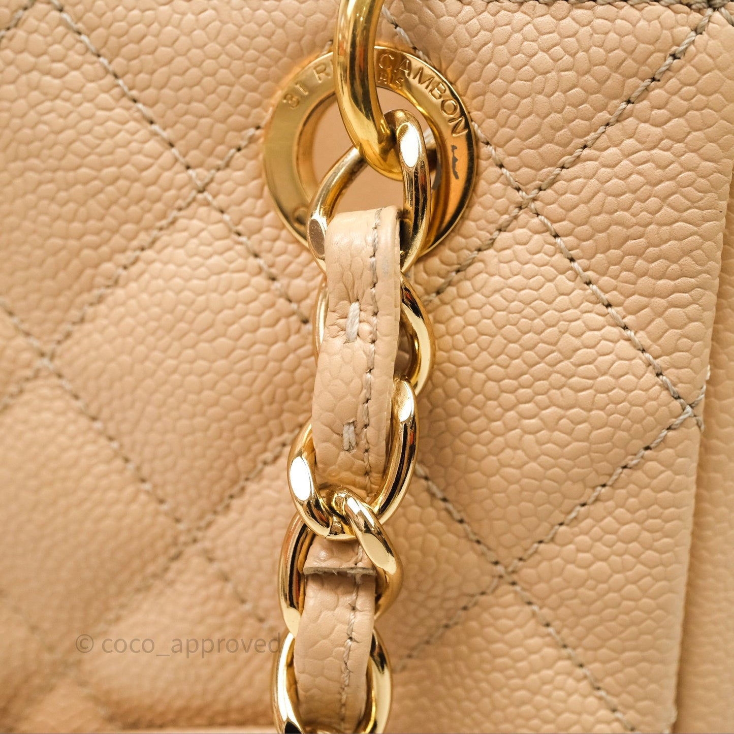 Chanel Vertical GST Beige Caviar Gold Hardware