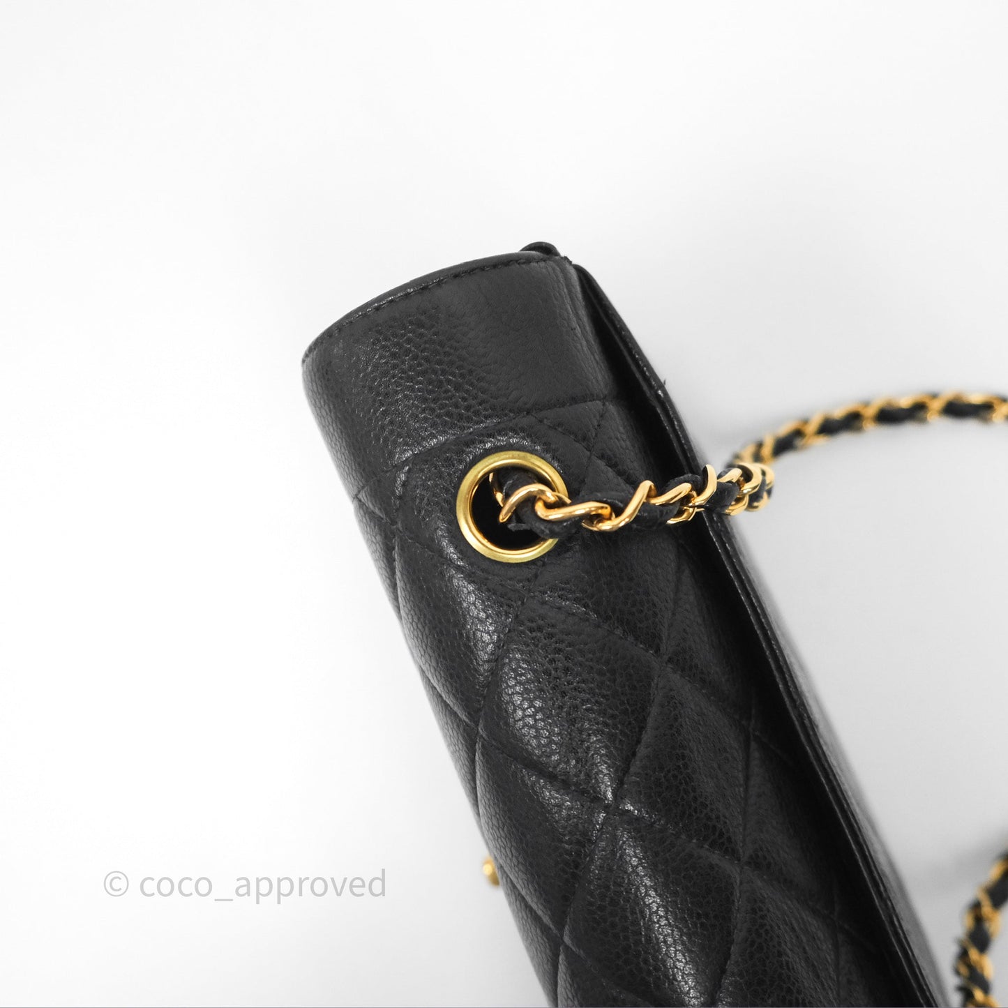 Chanel Vintage Medium Classic Diana Flap Bag Black Caviar 24K Gold Hardware
