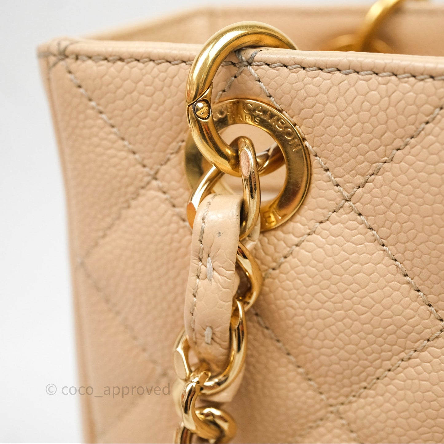 Chanel Vertical GST Beige Caviar Gold Hardware